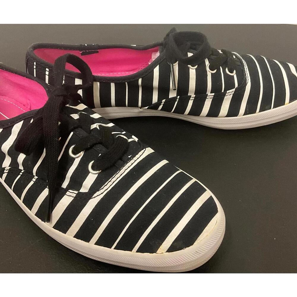 Keds Women's Size 8 Black White Pink Lace Up Low Top Canvas Sneakers Comfort - Picture 6 of 10